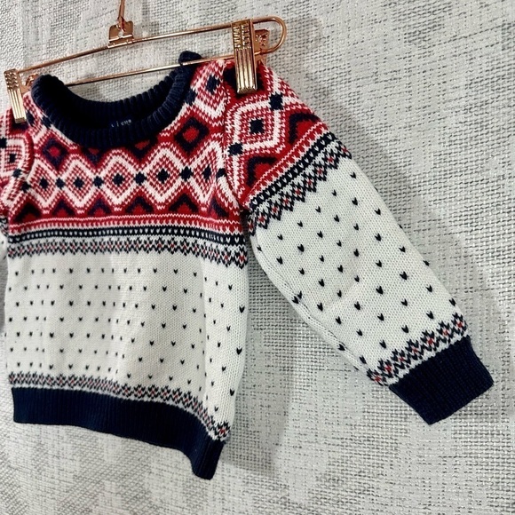 Janie and Jack Fairisle sweater with hearts size 12 - 18M - Picture 3 of 8